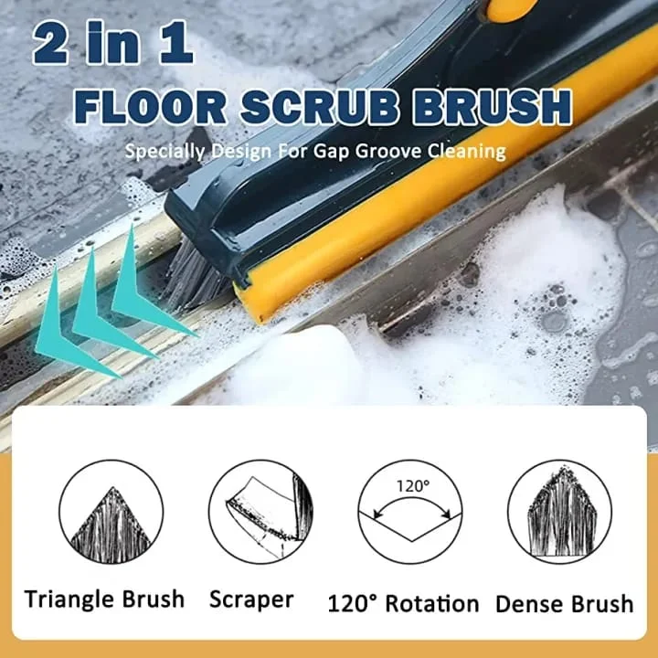 2-in-1 Bathroom Corner Wiper Brush & Floor Cleaning Broom