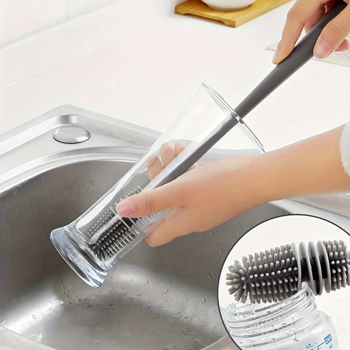 Silicone Bottle Cleaning Brush with Long Handle