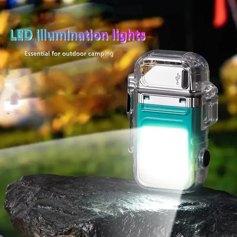 Rechargeable LED Flashlight with Electric Lighter & USB Charging