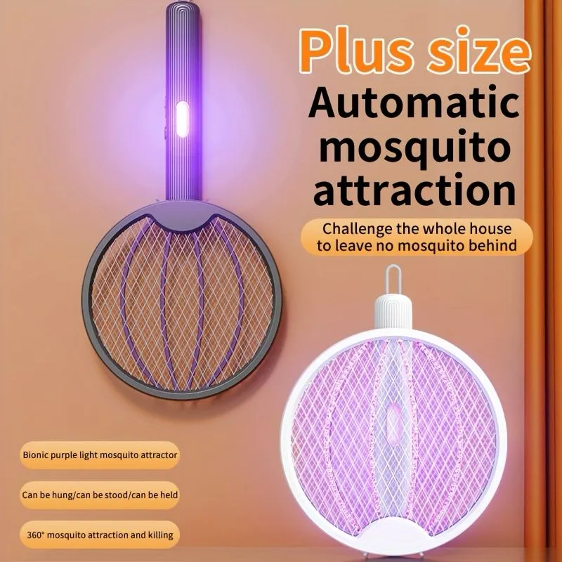 Foldable Rechargeable Mosquito Swatter Racket with LED Light