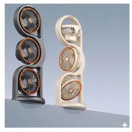360° Oscillating Rechargeable Fan with 5 Speeds & LED Light Modes