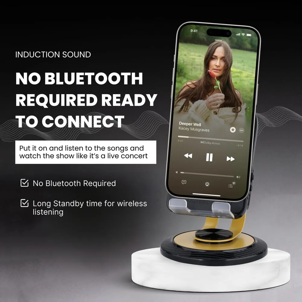 4-in-1 Wireless Bluetooth Induction Speaker with Phone Holder & Power Bank