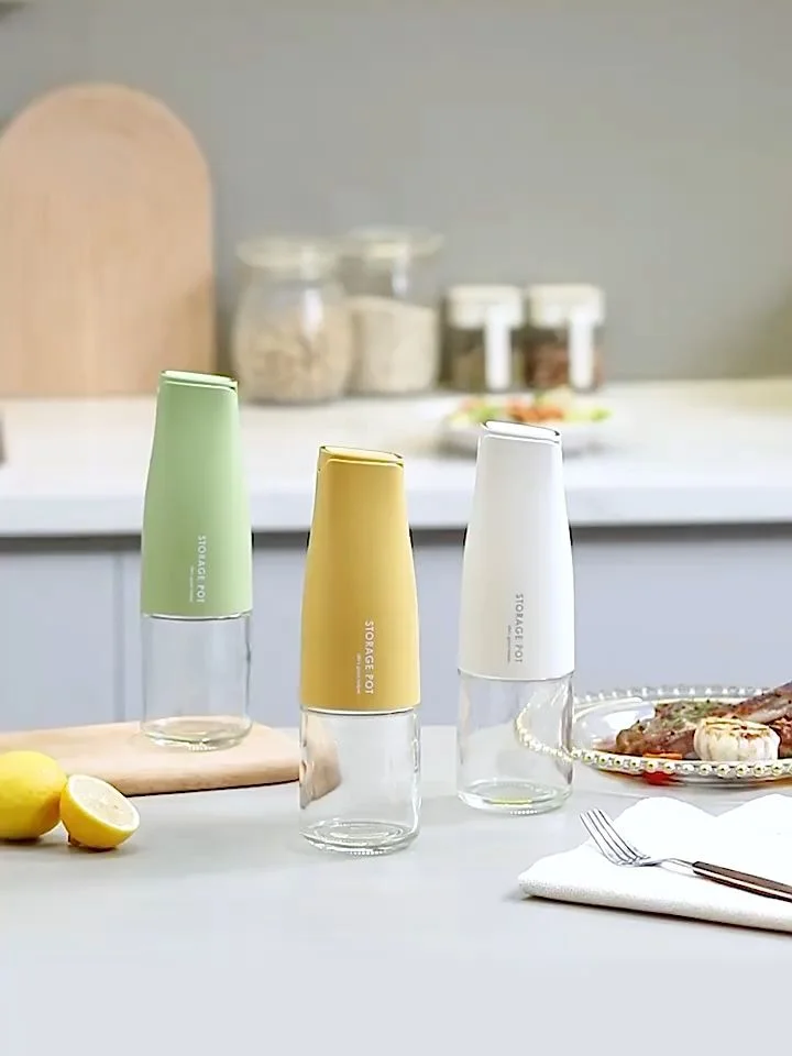 Drip-Free Glass Oil Dispenser Bottle with Auto Flip Lid
