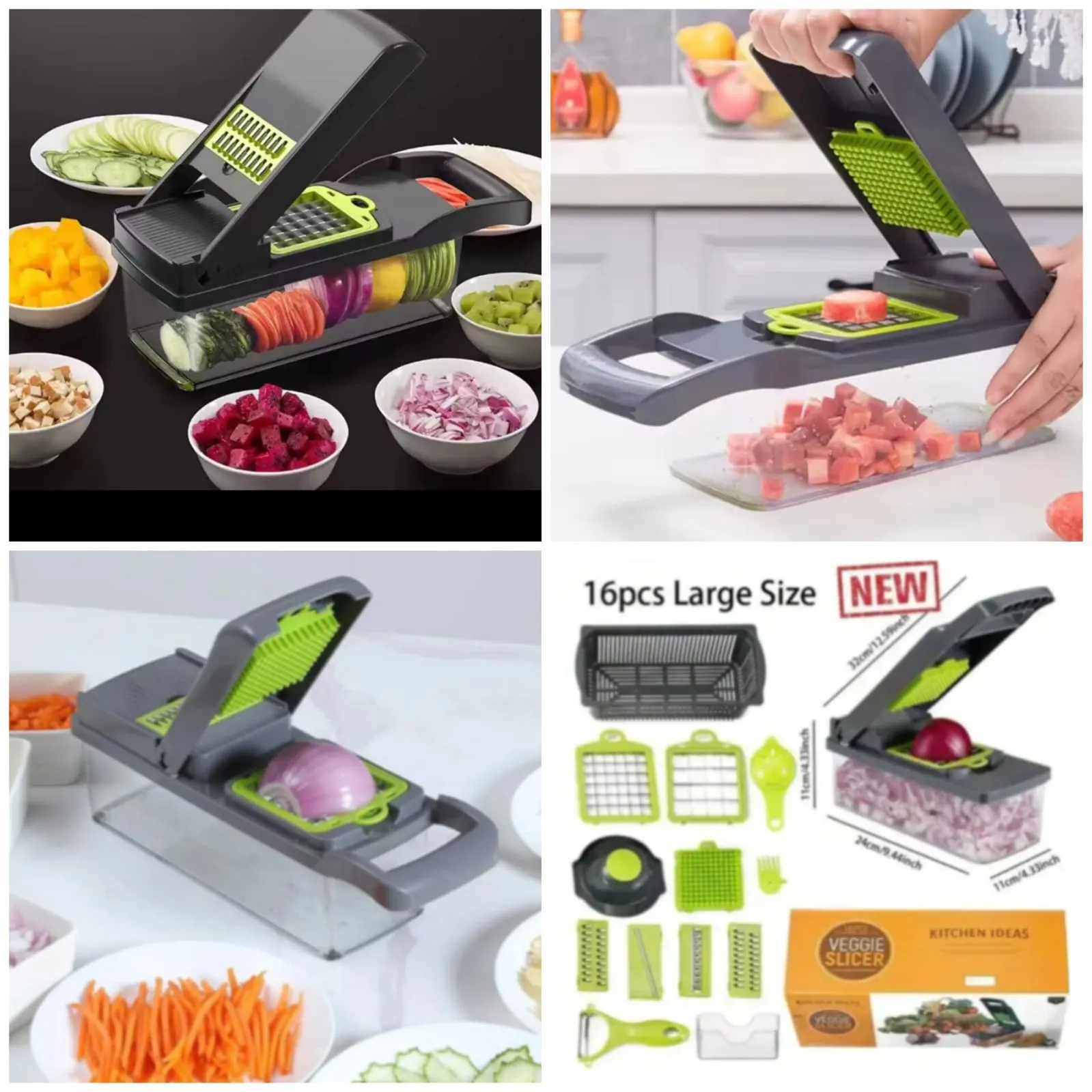16-in-1 Multifunction Vegetable Slicer & Chopper Set