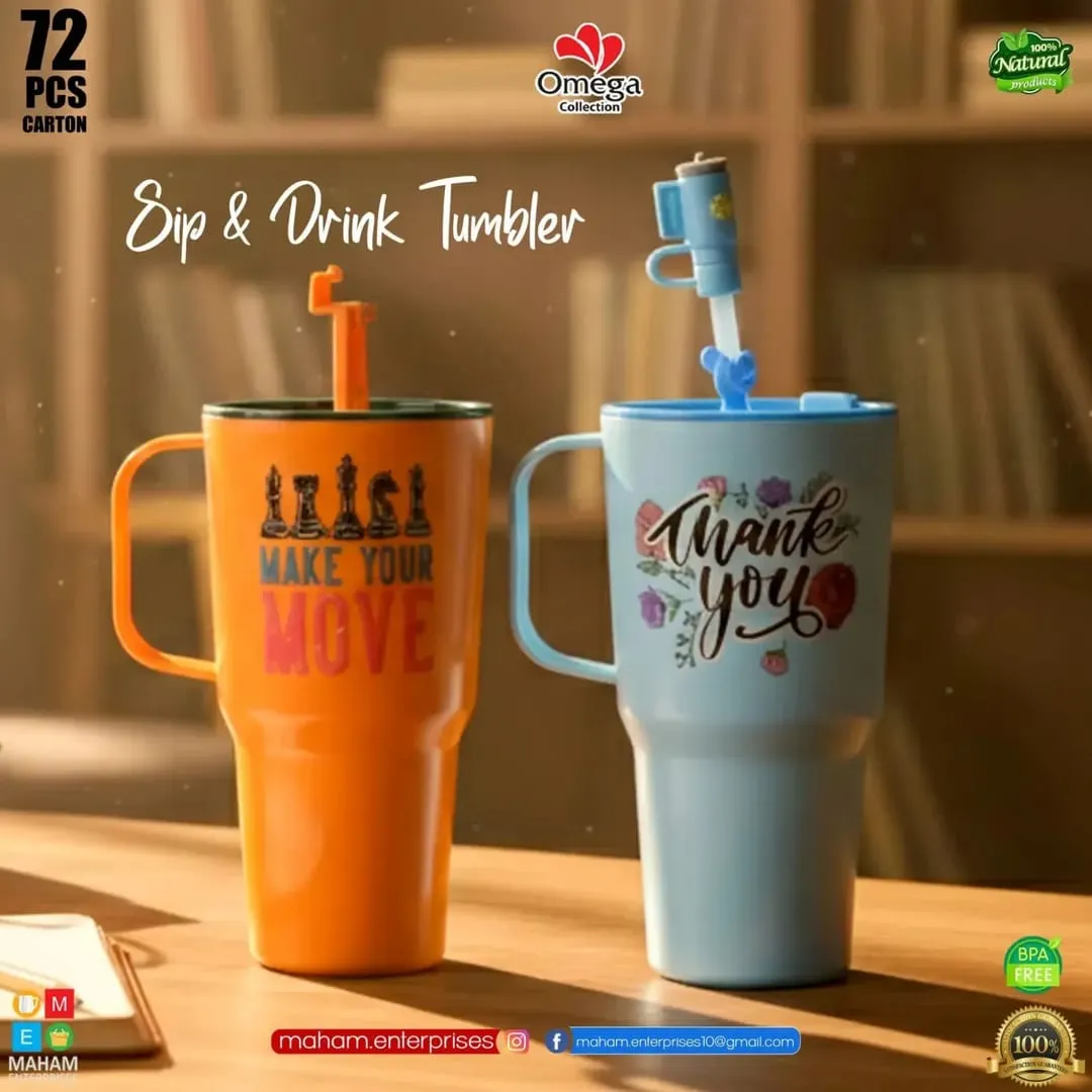 Reusable Plastic Kids Tumbler with Lid & Straw