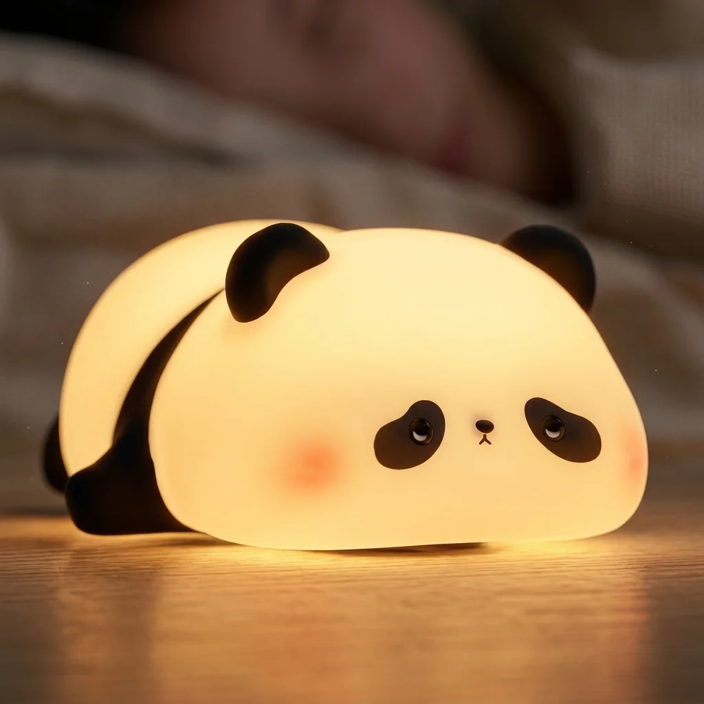 Cute Panda Silicone LED Night Lamp – Soft Touch Rechargeable Bedside Light