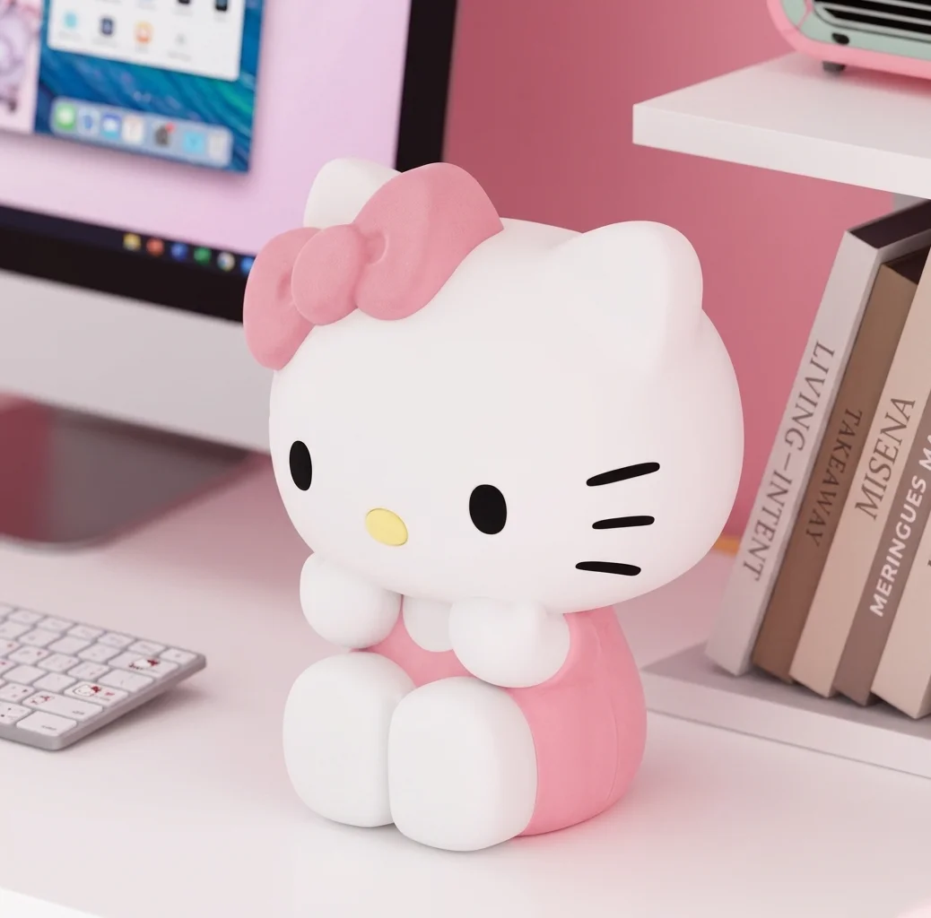 Cute Hello Kitty Silicone LED Night Lamp – Soft Touch Bedside Light