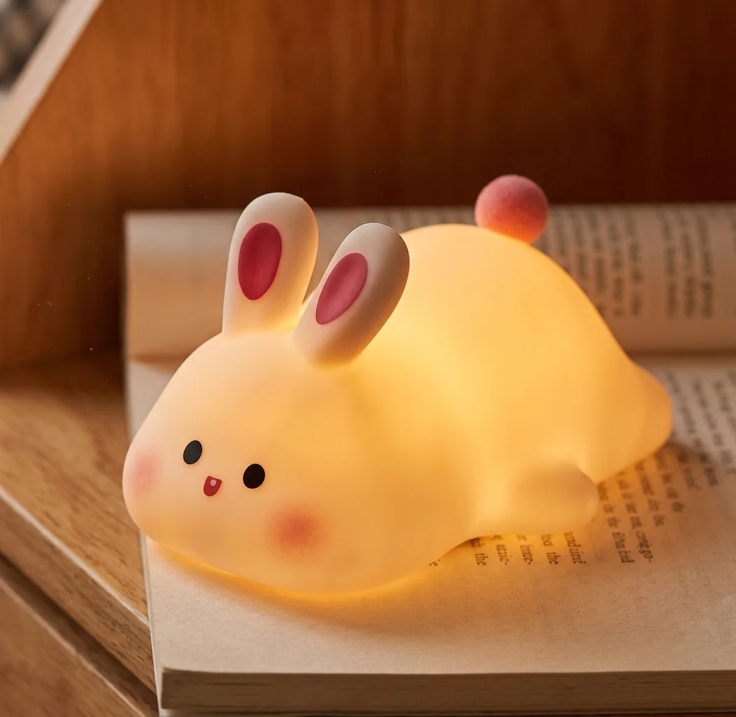 Cute Bunny Silicone LED Night Lamp – Soft Touch Bedside Light