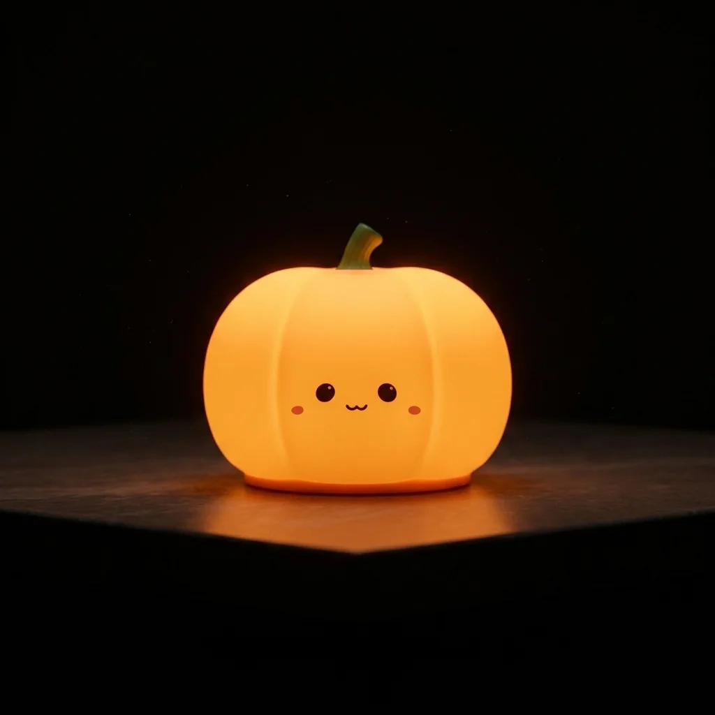 Cute Pumpkin Silicone LED Night Lamp – Soft Touch Bedside Light
